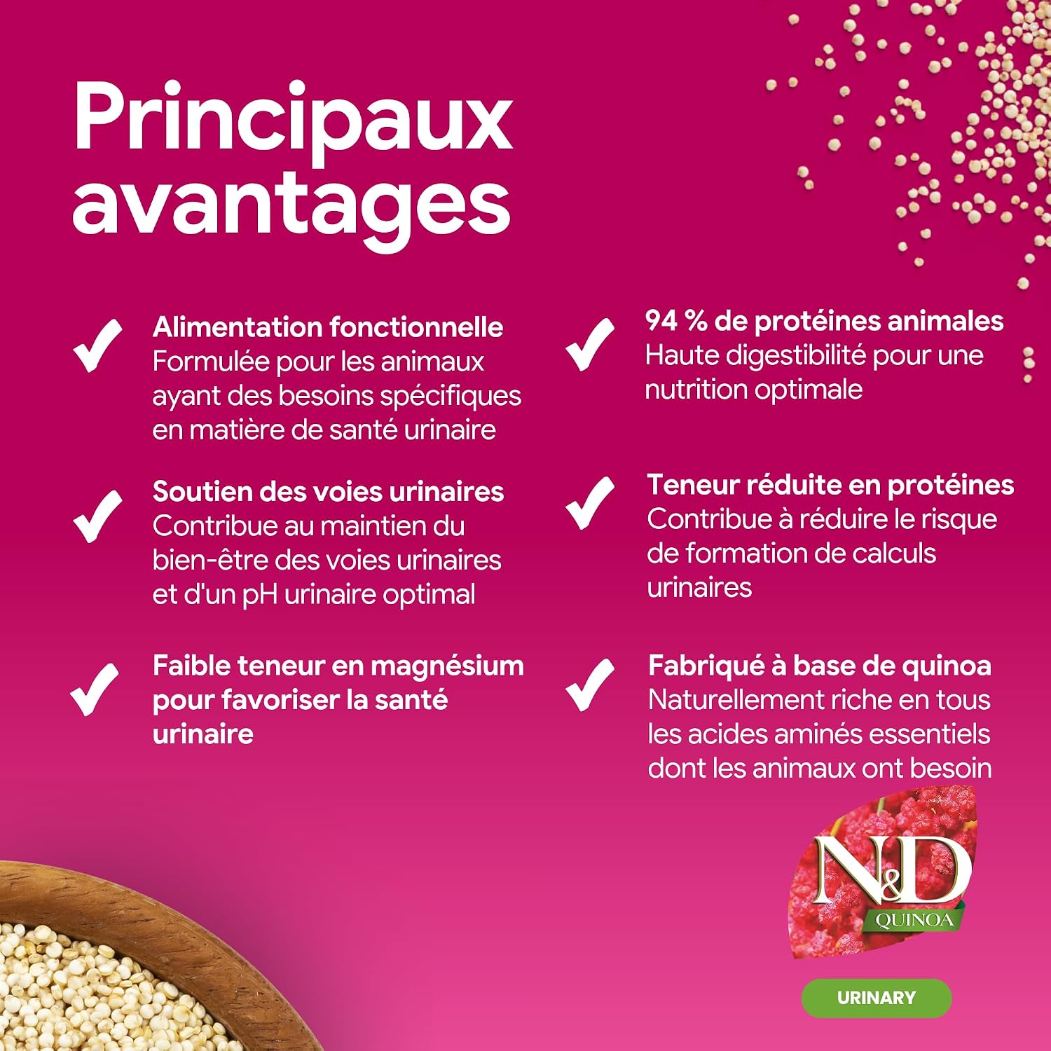 Croquettes canard et quinoa santé urinaire des chats adultes
