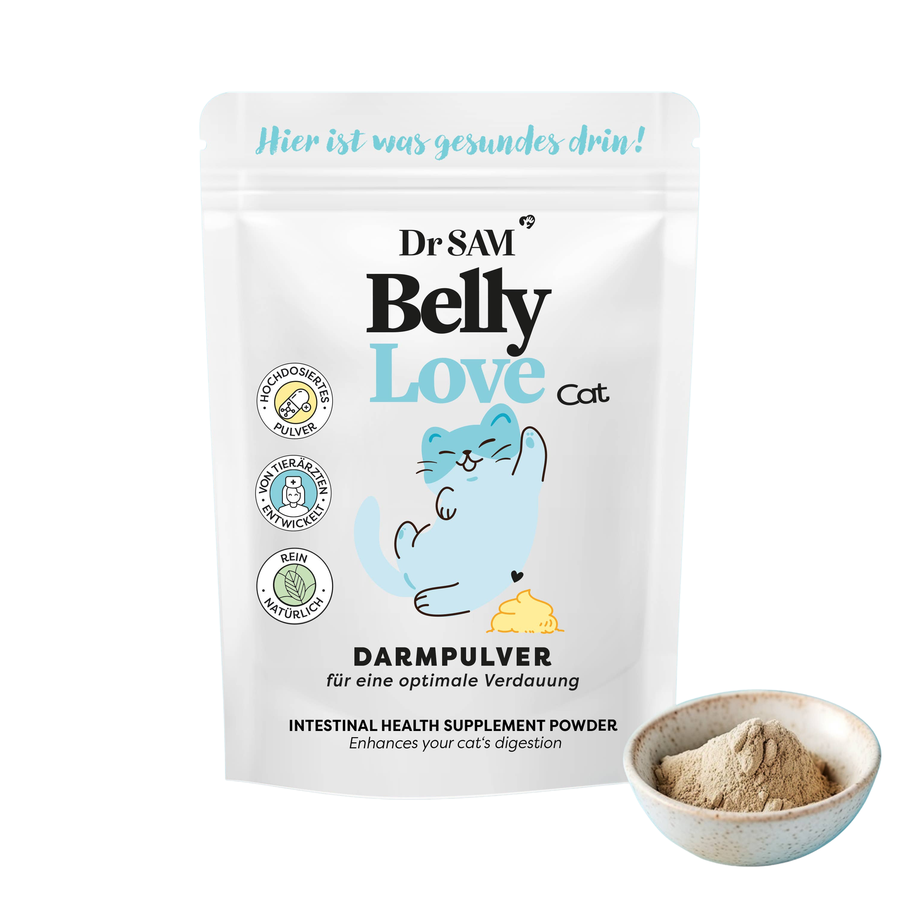 Poudre intestinale à base de plantes pour chats