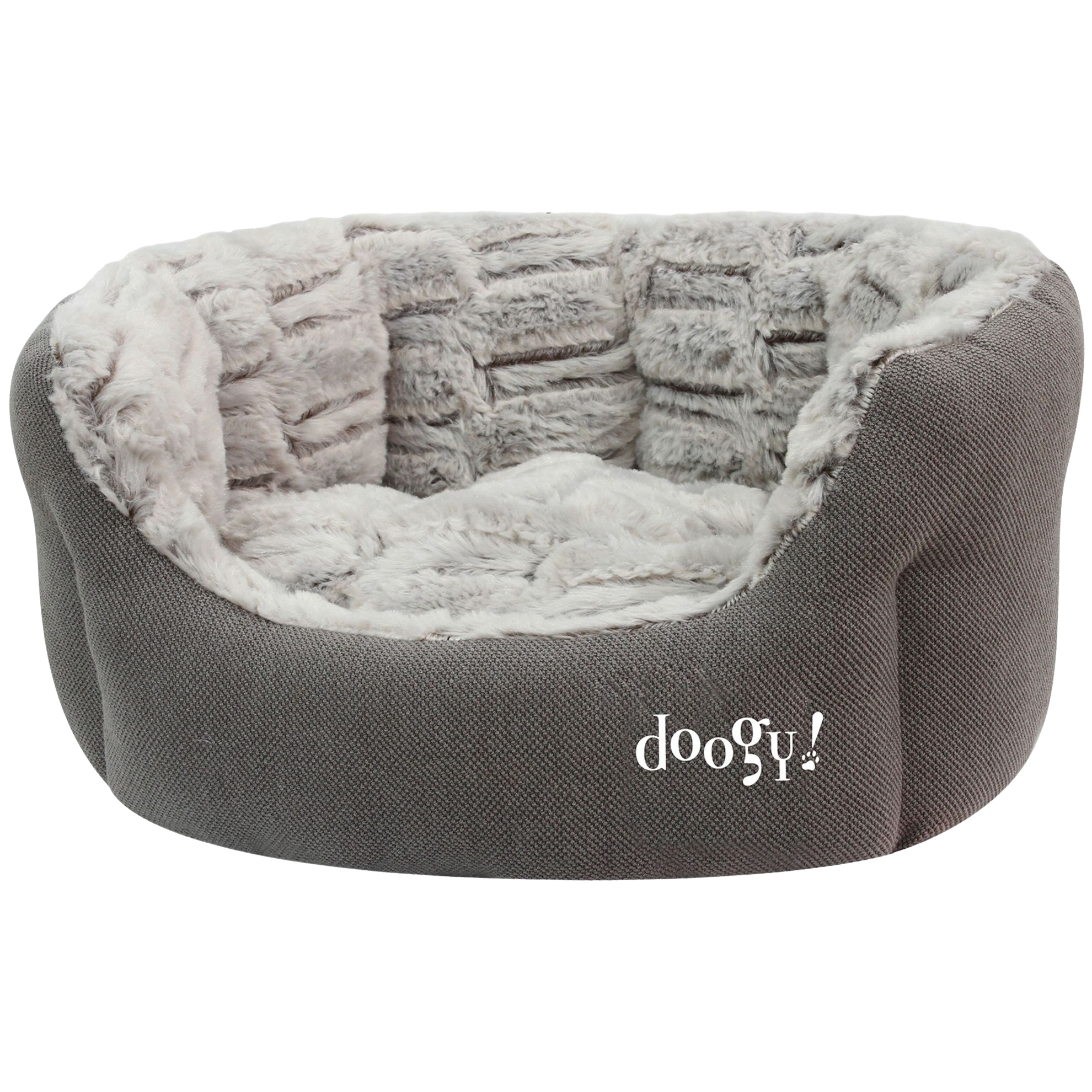 Corbeille ovale moelleuse imitation fourrure