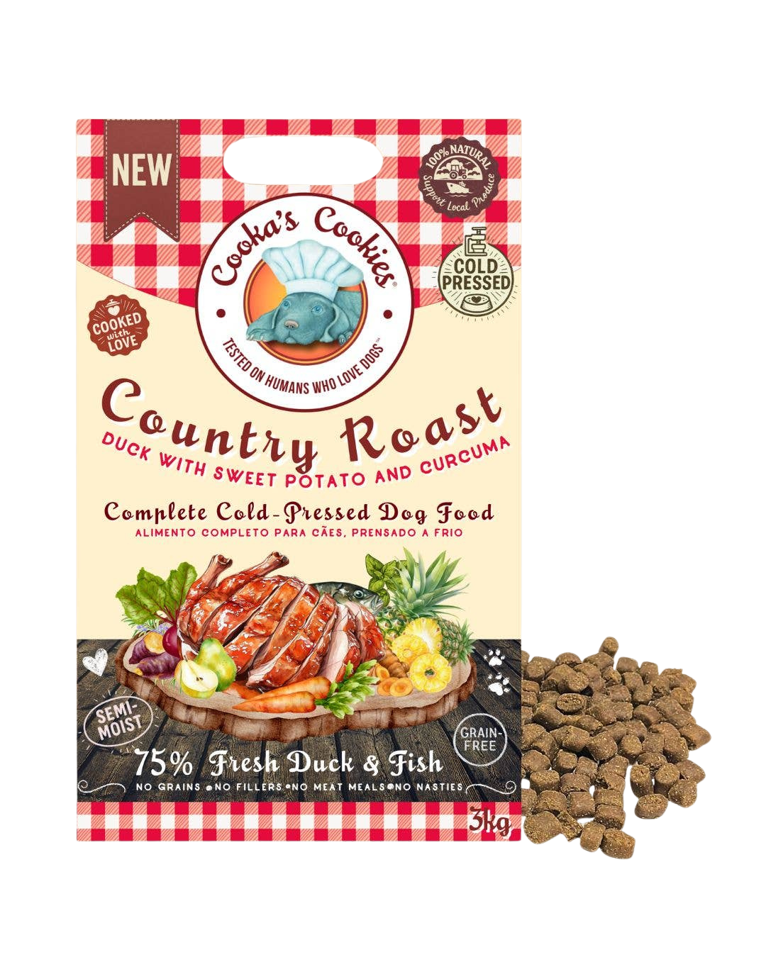 Croquettes semi-humides Rôti Campagnard canard et poisson