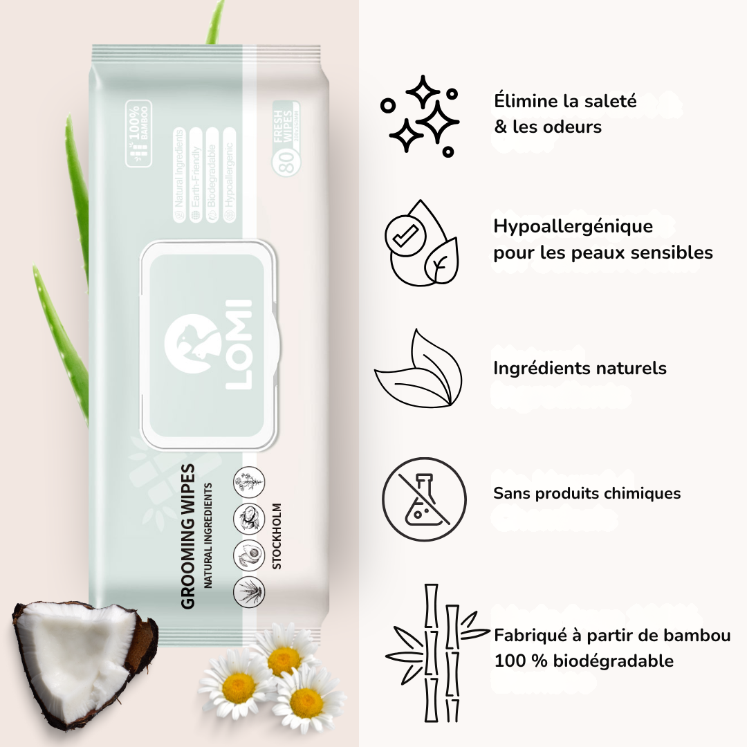 Lingettes de toilettage naturelles en bambou