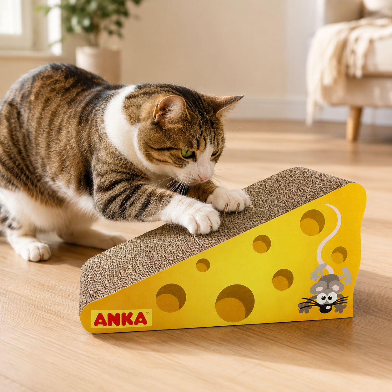 Griffoir en carton avec herbe à chat
