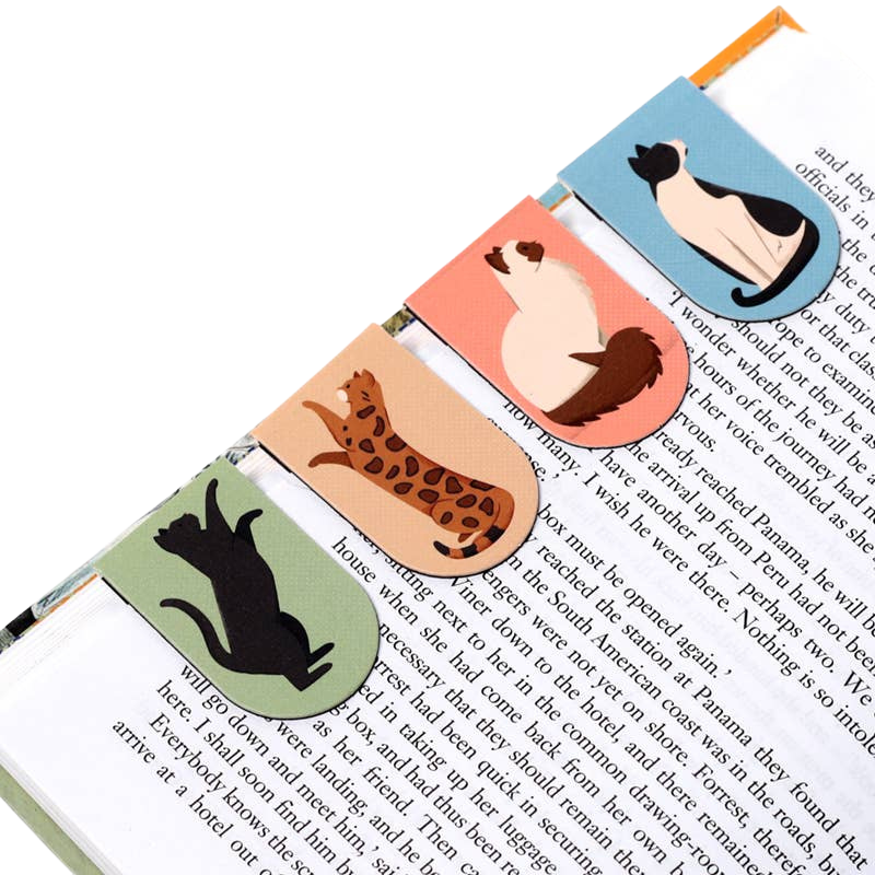 Lot de 4 marque-pages magnétiques chats