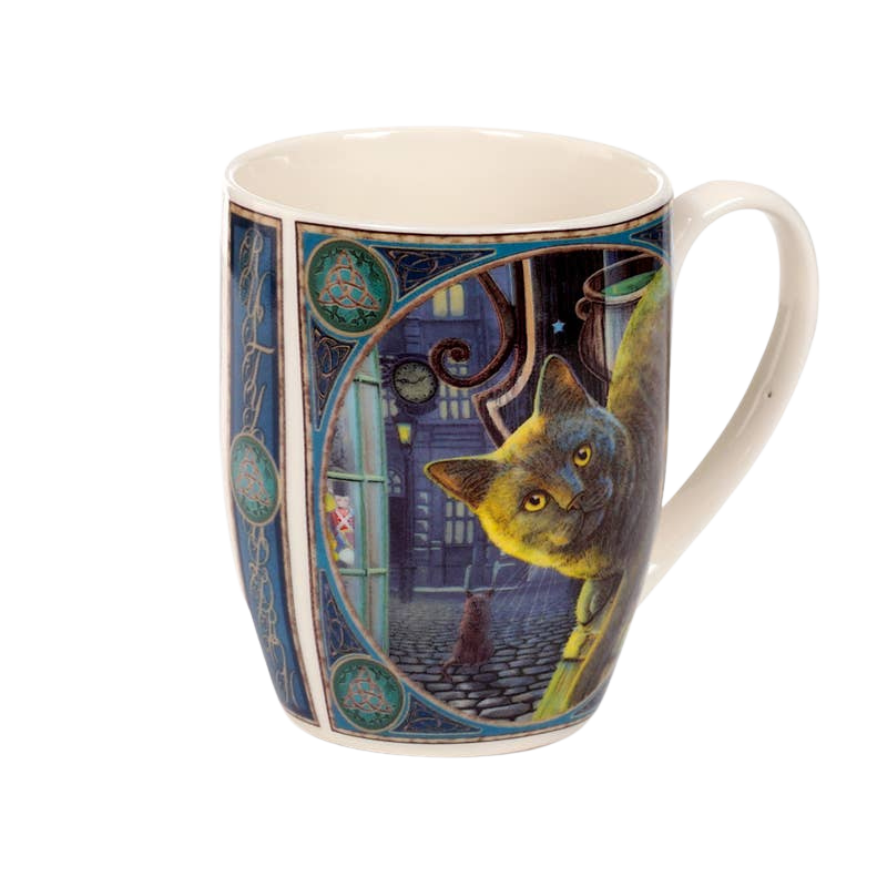 Mug en porcelaine chat et chaudron rouillé