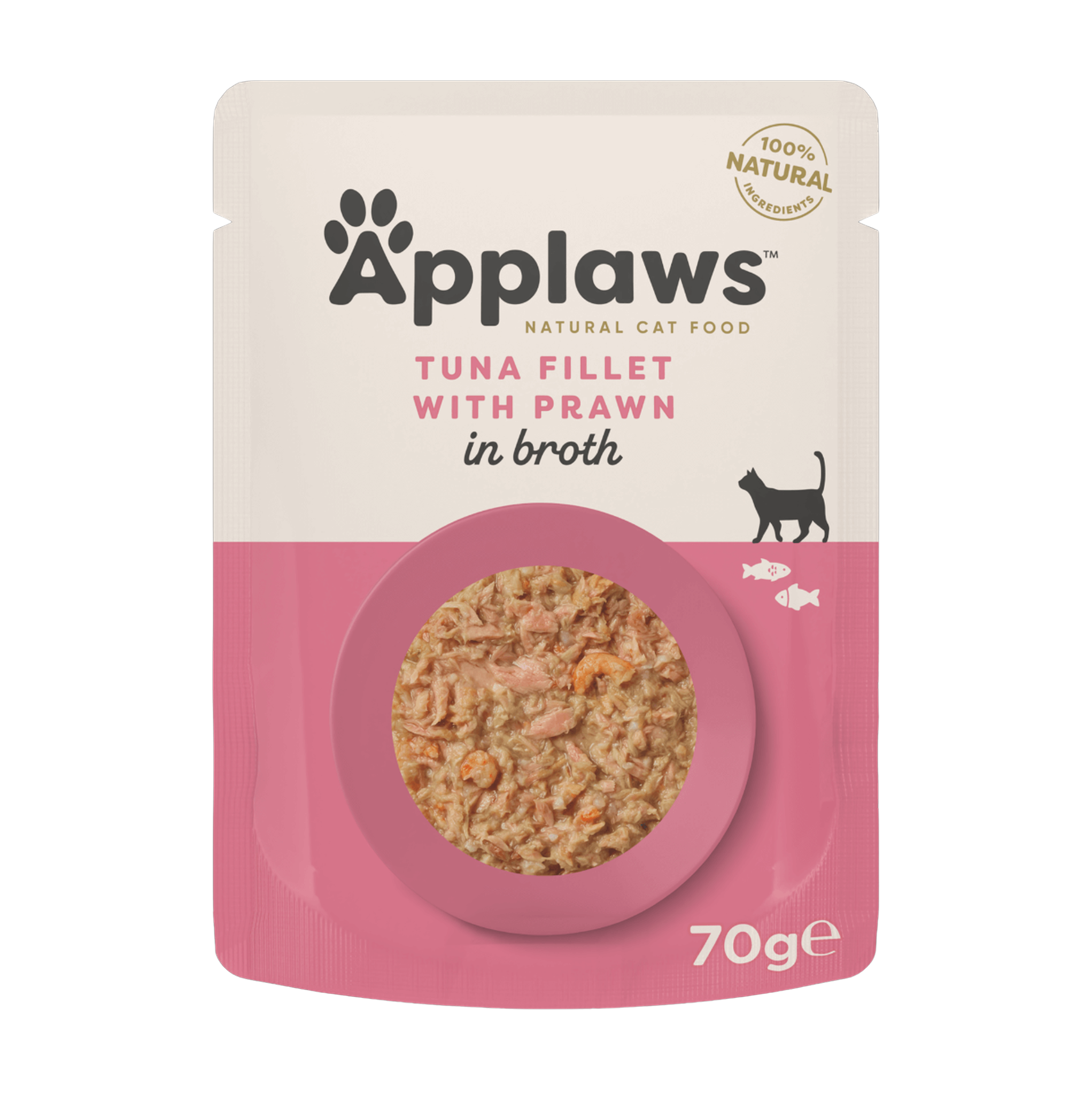 Filet de thon et crevettes en bouillon pour chats adultes