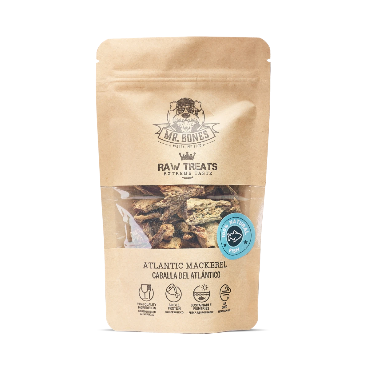 Friandises de maquereau de l’Atlantique déshydratées pour chiens et chats