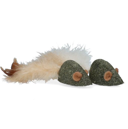 Duo de souris en matatabi avec plumes