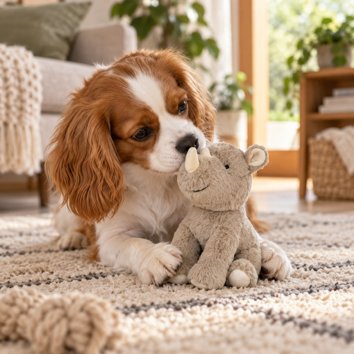 Peluche Rhinocéros en tissu recyclé pour chiens