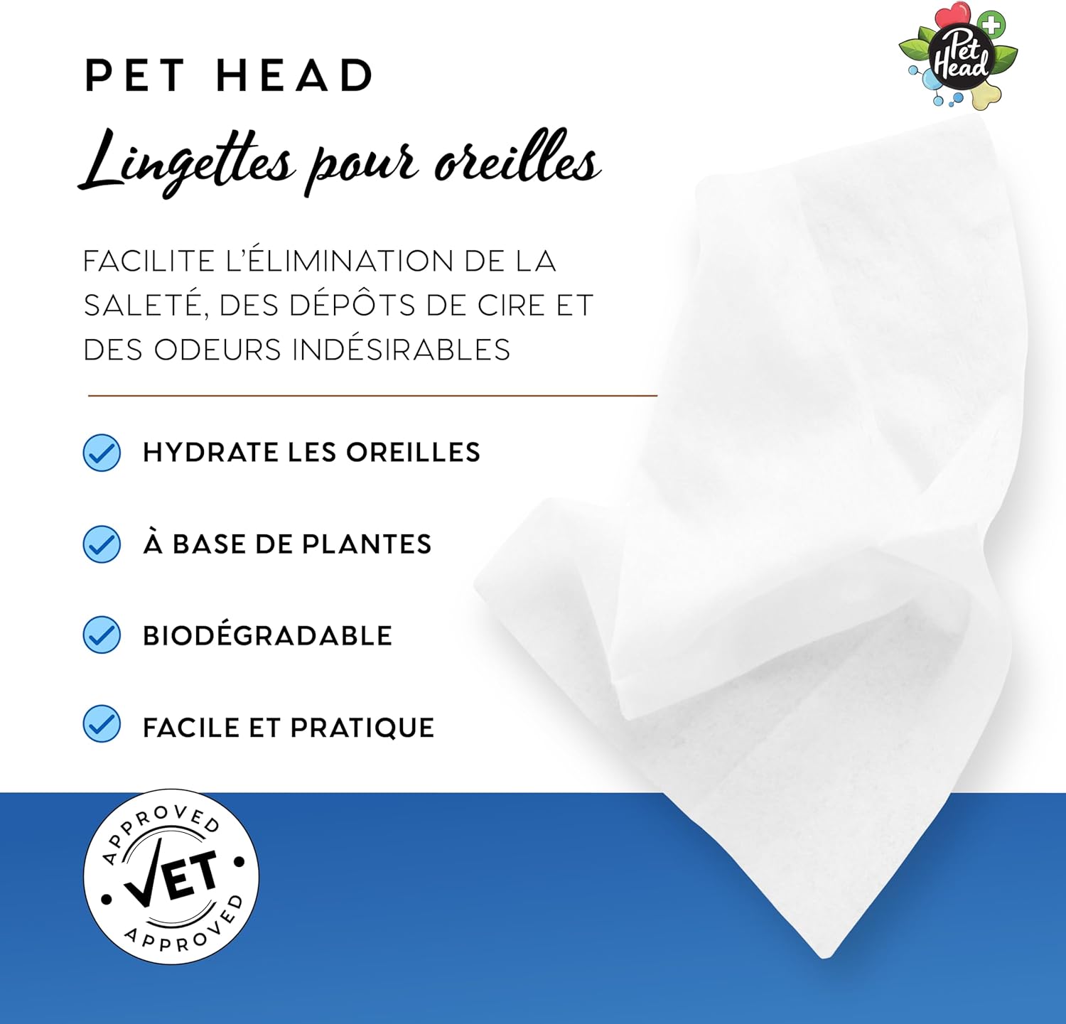 Lingettes nettoyantes auriculaires pour chiens