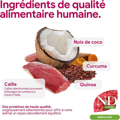 Croquettes caille et quinoa pour petits chiens adultes