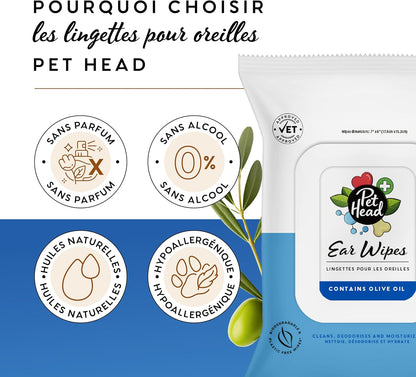 Lingettes nettoyantes auriculaires pour chiens