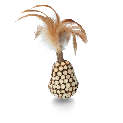 Jouet culbuto en bois avec plumes et matatabi