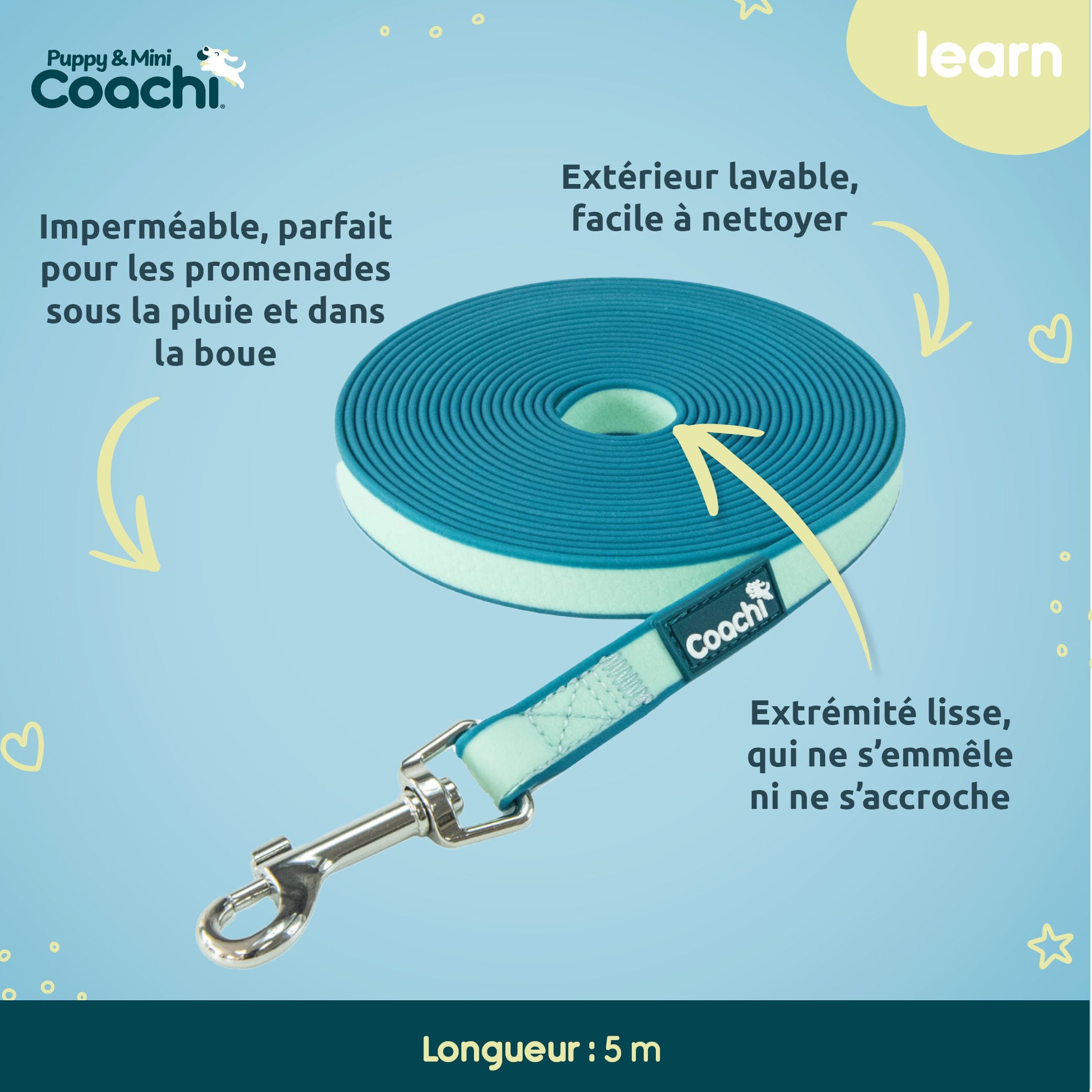 Longe imperméable pour chiots et chiens de petite taille