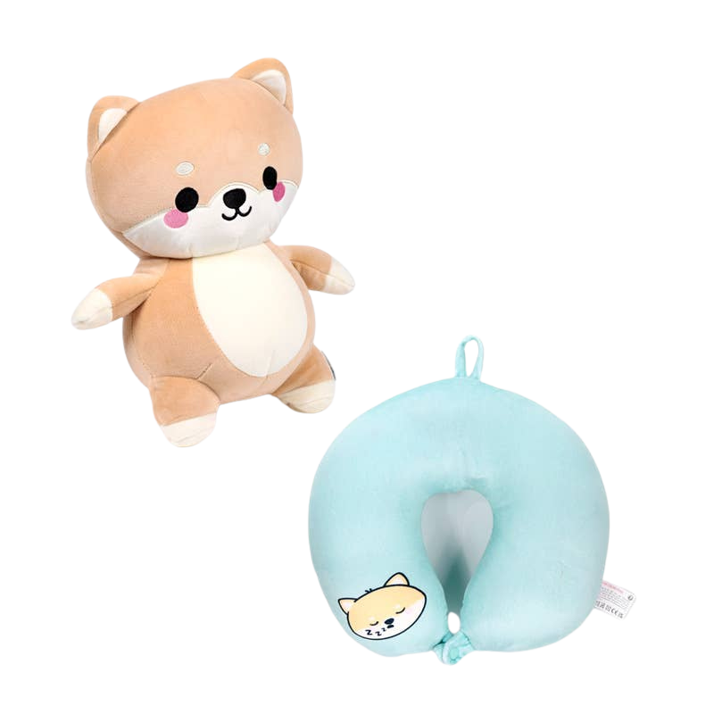 Coussin de voyage 2-en-1 Shiba Inu