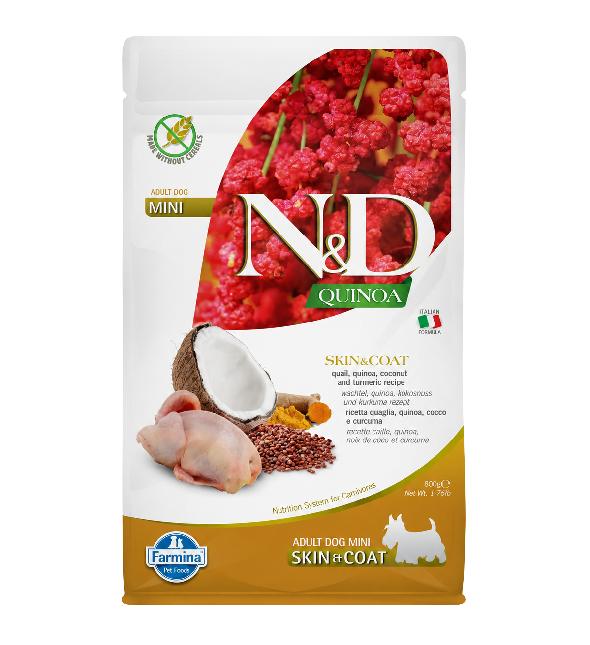 Croquettes caille et quinoa pour petits chiens adultes