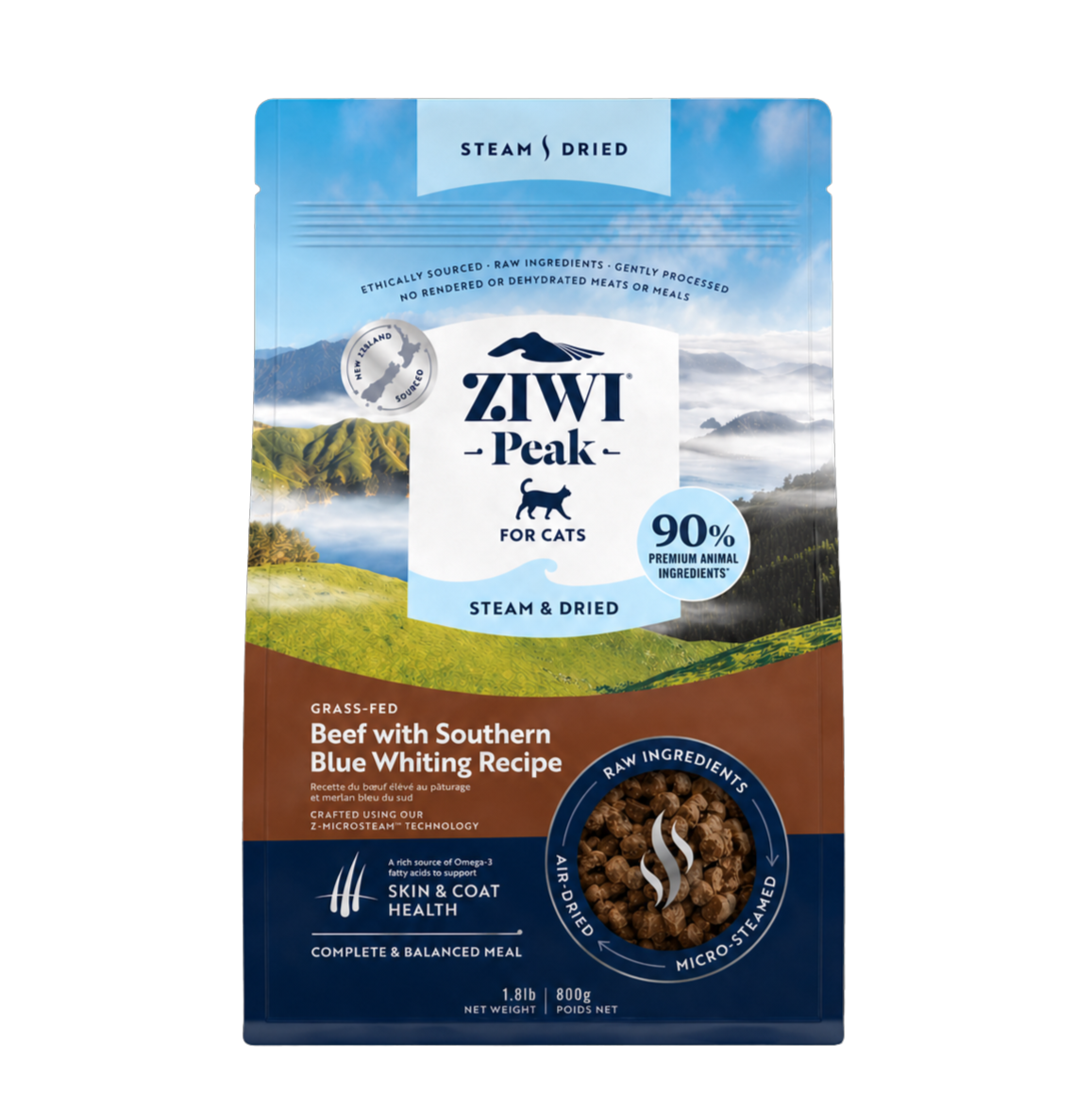 Croquettes boeuf & merlan bleu du Sud pour chats