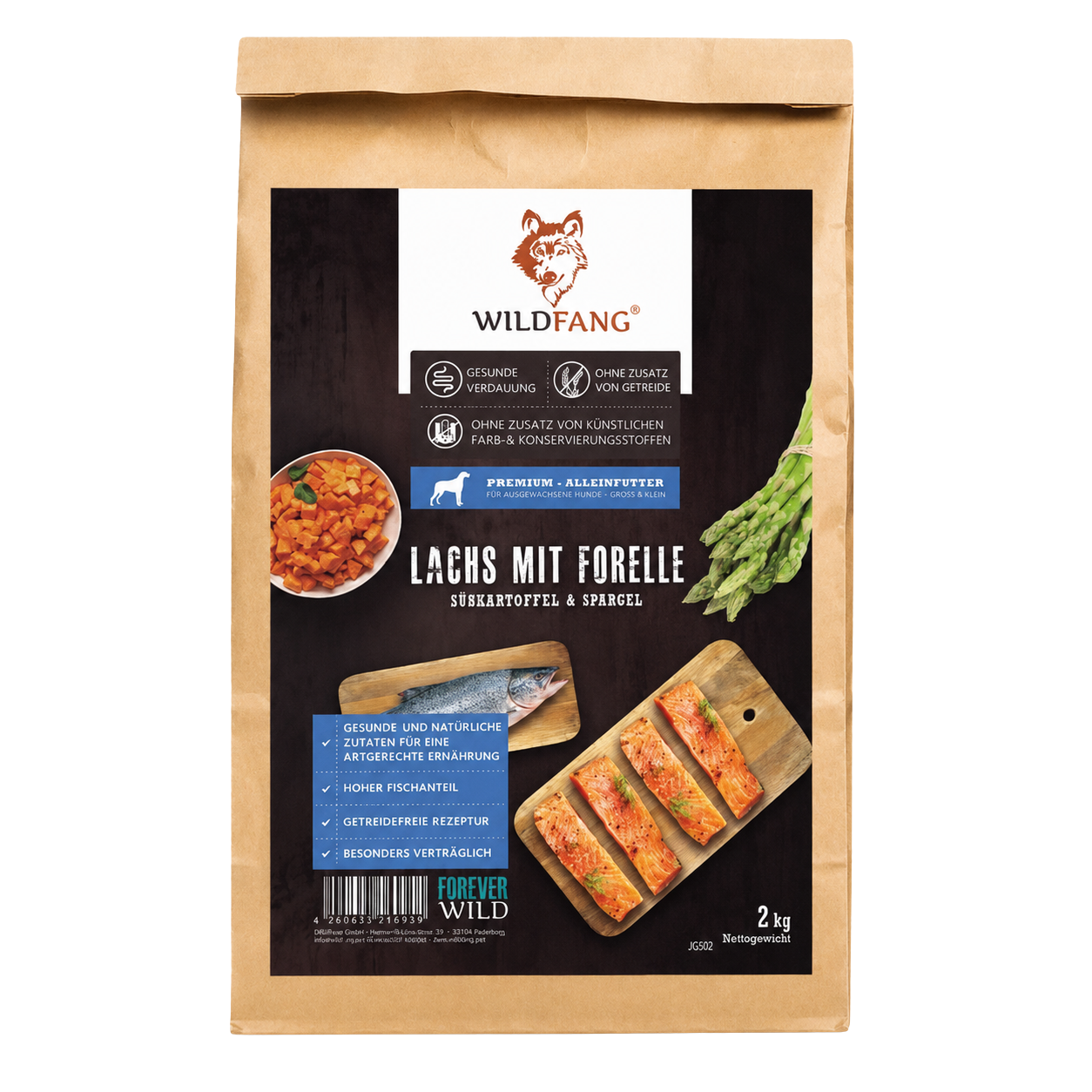 Croquettes au saumon et à la truite pour chiens adultes
