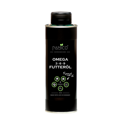 Huile alimentaire oméga 3-6-9 et vitamine E pour chiens