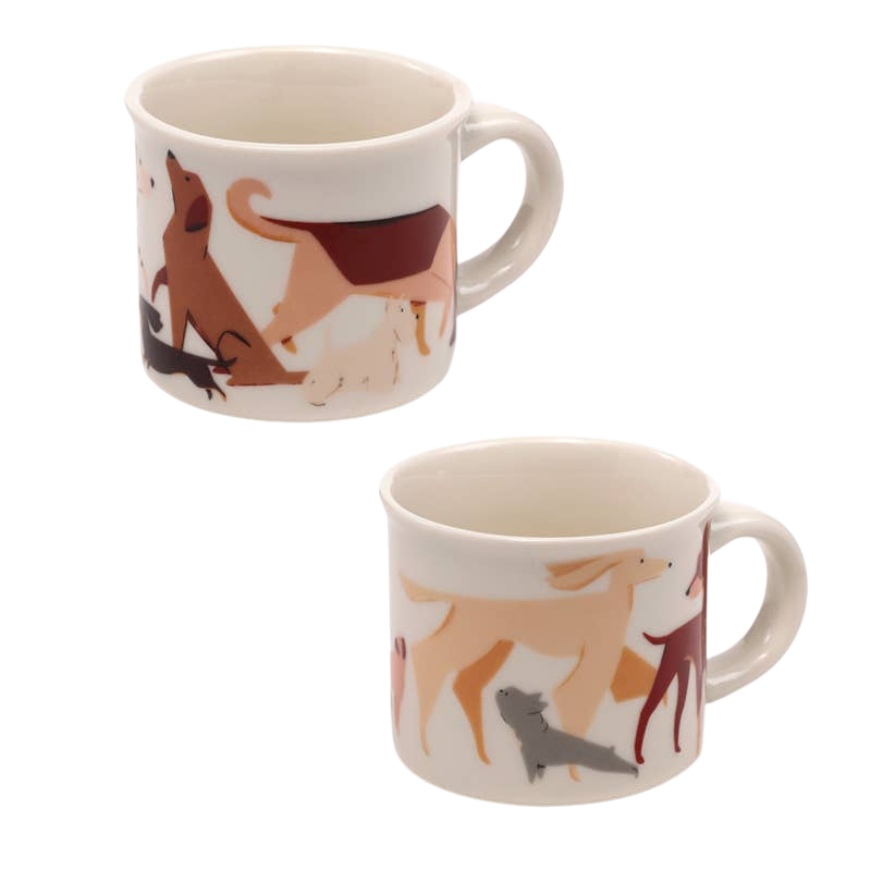 Lot de 2 tasses expresso motif chiens