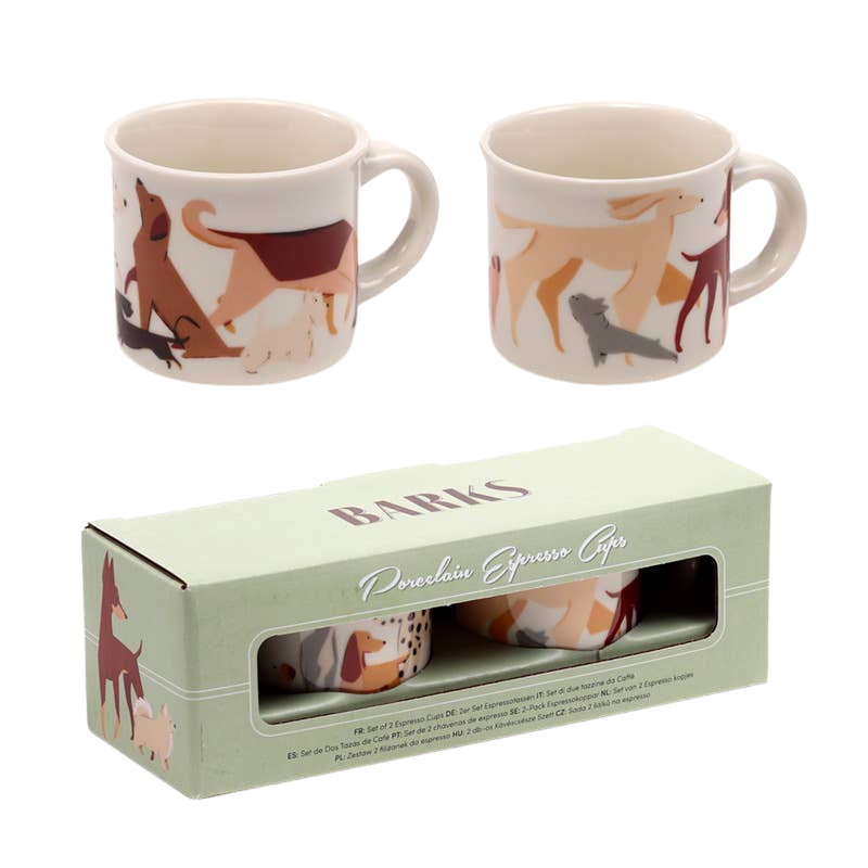 Lot de 2 tasses expresso motif chiens