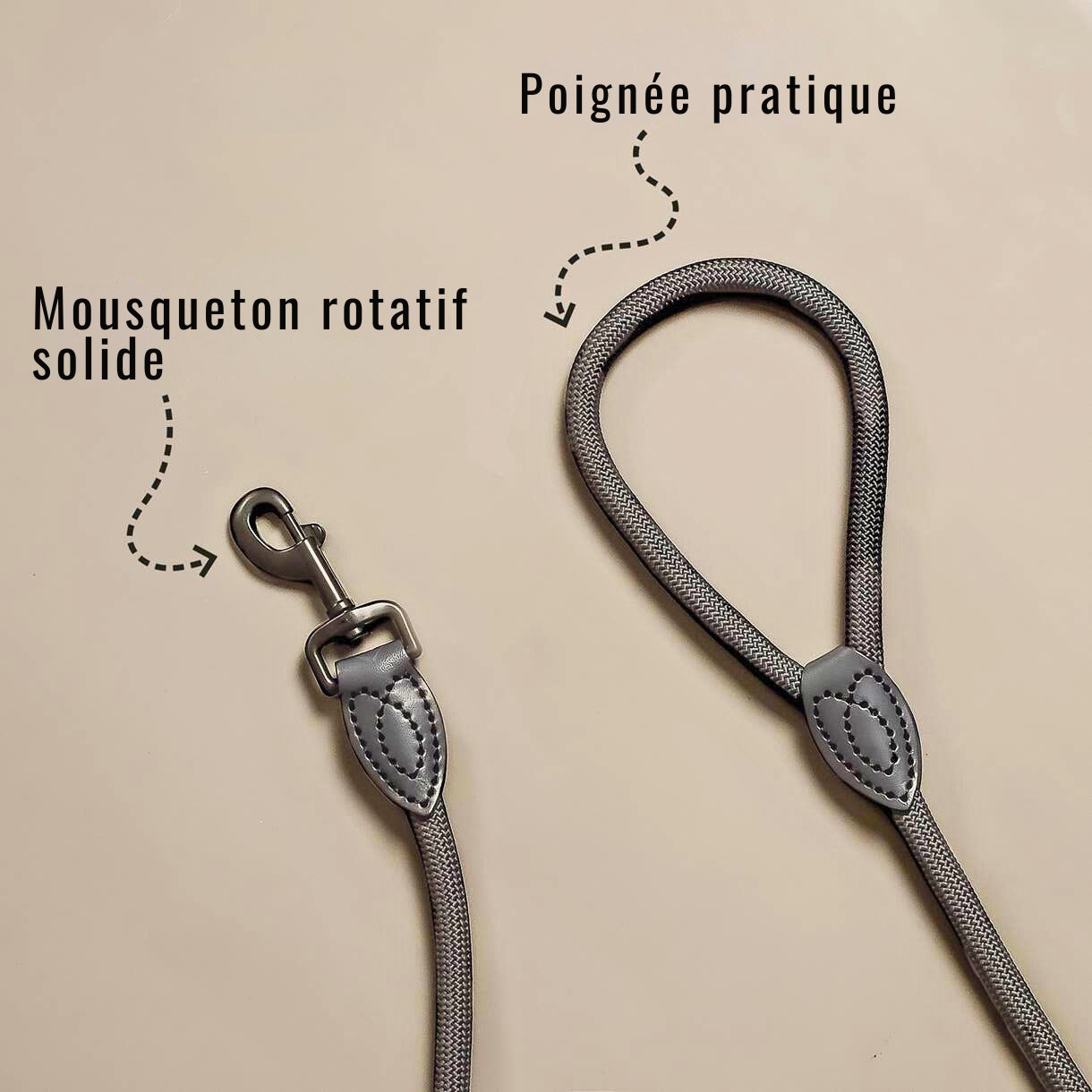 Laisse en polyamide et cuir