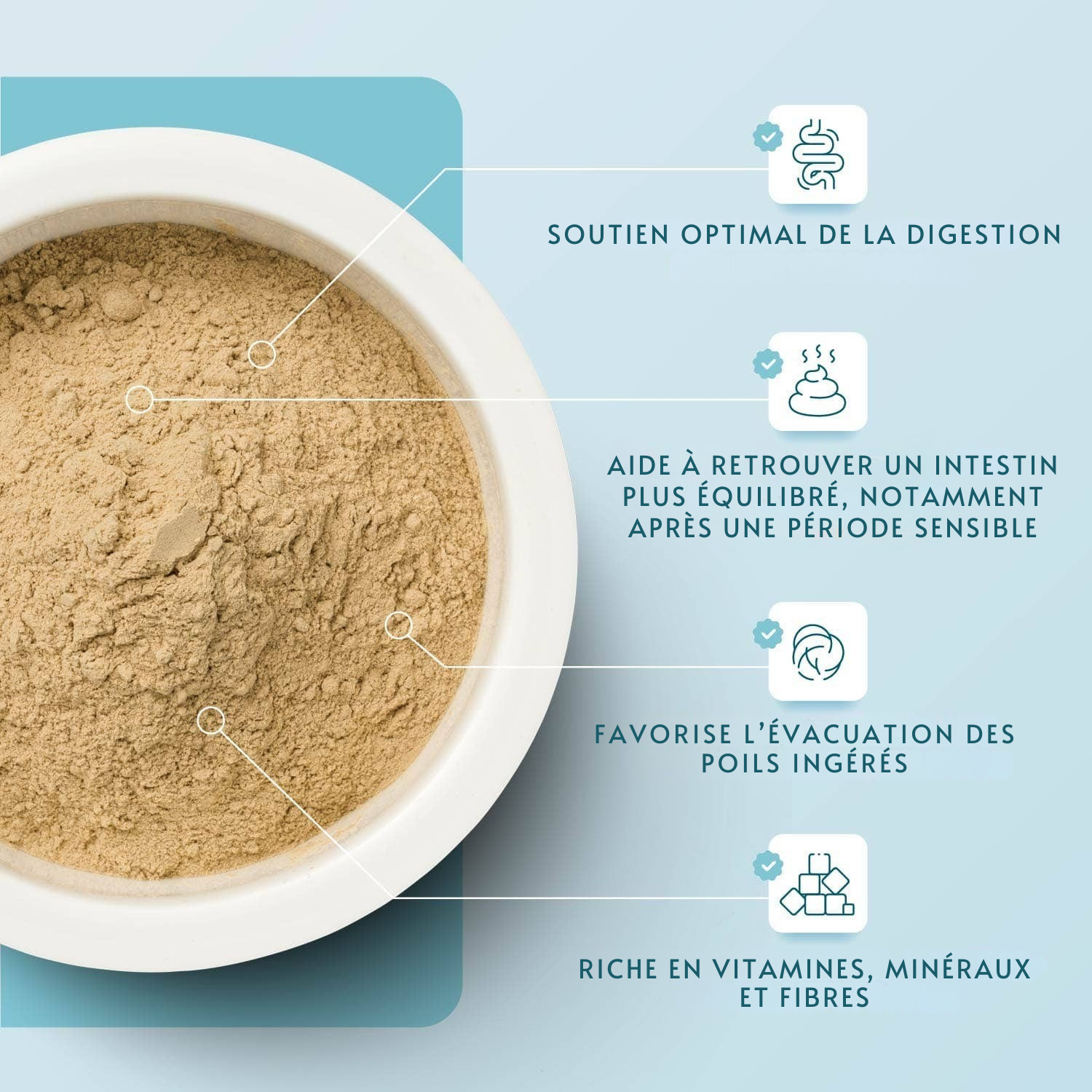 Poudre intestinale à base de plantes pour chats