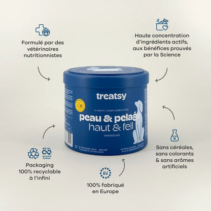 Complément alimentaire peau et pelage au poulet pour chiens