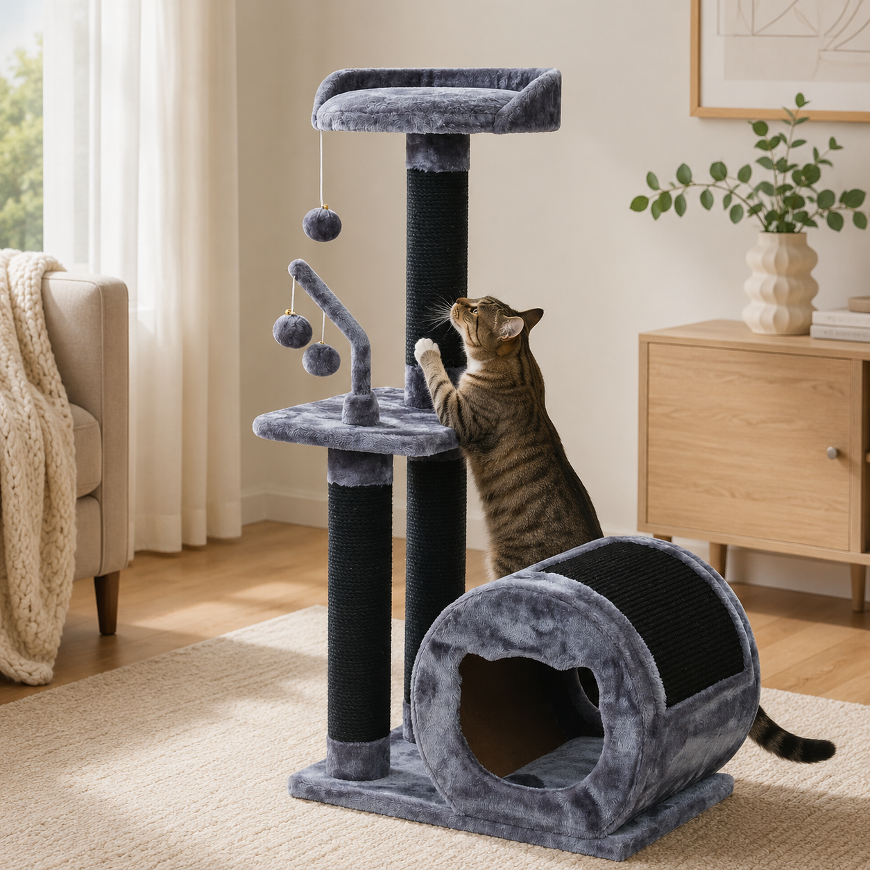Arbre à chat Stockholm avec niche et griffoirs