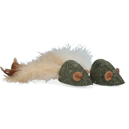 Duo de souris en matatabi avec plumes